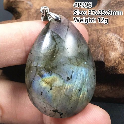 Pendentif En Labradorite Naturelle Pour Femme Et Homme, Bijoux En Cristal, Argent, Pierre Jaune Et Bleue, Perles De Lune, Aaaaa