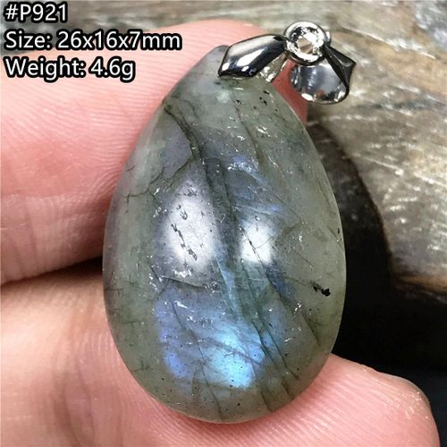 Pendentif Labradorite Jaune Et Bleu Naturel Pour Femmes Et Hommes, Perles De Cristal, Pierre En Argent, Bijoux En Pierres Précieuses, Cadeau De Guérison, Aaaaa