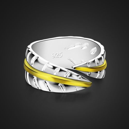 Bague En Argent Sterling 925 Pour Femmes, Anneaux De Personnalité En Plumes, Peut Ajuster La Taille De La Bague En Argent Massif, Bijoux Charmants