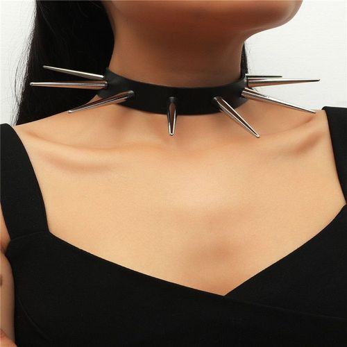 Collier Ras Du Cou En Cuir Pu Pour Femmes, Punk, Noir, Métal, Rivets, Rock, Gothique, 2021