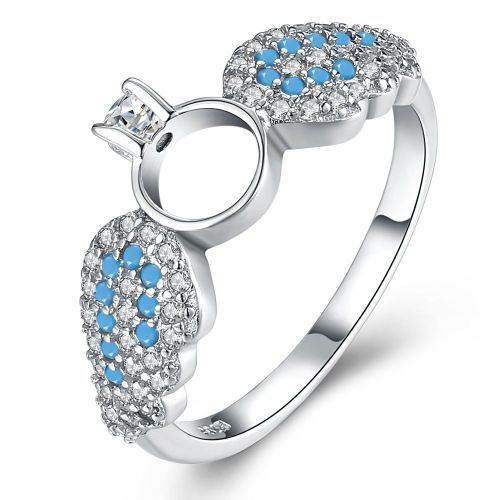 Bague De Fiançailles De Mariage En Argent Sterling 925, Bijoux Mignons, Ailes Vintage, Zircon 5a, Turquoise, Pour Femmes