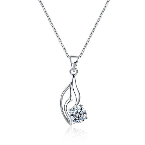 Collier En Argent Sterling 925 Pour Femmes, En Zircone, Transparent Et Brillant, Creux, Collier Goutte De Feuille D'arbre, Bijoux Élégants Et Raffinés