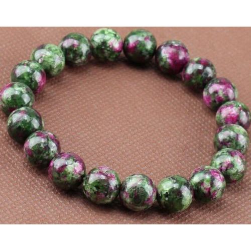 Bracelet Rond En Pierre De Zoissite Pour Homme Et Femme, Accessoire Extensible En Anyolite Verte Naturelle De 10mm, De 7.5 À 8 Pouces, Joli Cadeau