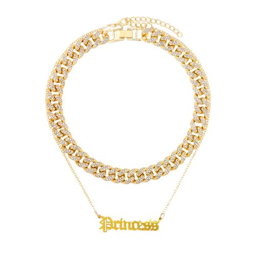 Collier Punk À Pendentif Multicouches En Cristal Pour Hommes, Couleur Or Scintillant, Strass Complet, Chaîne Cubaine, Bijoux Rock