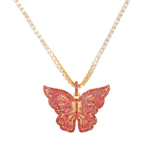 Collier Punk Avec Pendentif Animal En Forme De Grand Papillon Pour Femmes, Chaîne En Zircon Cubique, Couleur Or Et Argent, Bijoux, Nouvelle Collection