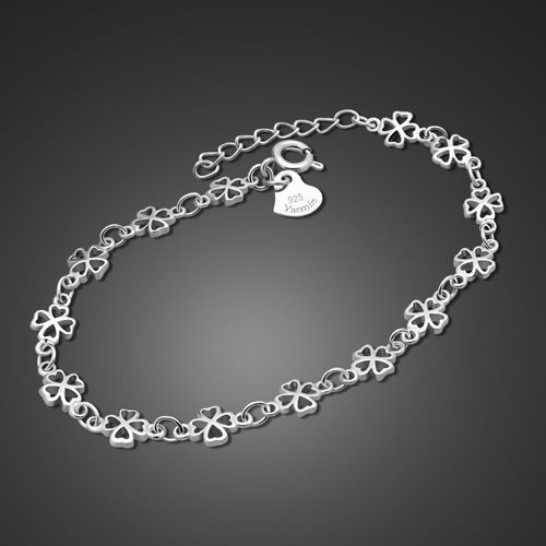 Bracelet À Maillons En Argent Sterling 100% Pour Femme, Joli Bijou De Charme En Forme De Trèfle, À La Mode, Cadeau De Fête, 925