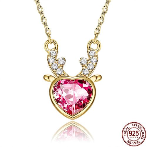 Collier En Argent Sterling S925 Pour Femmes, Bijou En Zircone Cubique, C¿Ur Rouge, Délicat, À La Mode, Tendance, 2021
