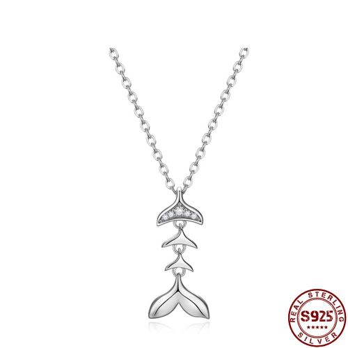 Collier Ras Du Cou En Argent Sterling 925 Avec Pendentif En Os De Poisson Pour Femmes, Bijoux De Luxe En Zircone Cubique
