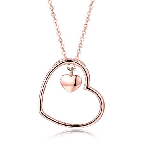 Collier Avec Pendentif En Forme De C¿Ur Pour Femmes, En Argent Sterling 925, Minimaliste, Tendance, Couleur Or Rose, Cadeau Romantique
