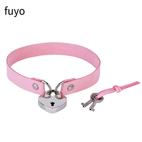 Collier Ras Du Cou Rose Punk En Cuir Pu, Bijoux Gothiques Faits À La Main Pour Fête