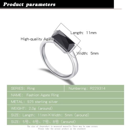 Bague En Argent Sterling 100% Pour Femmes, Anneau En Agate Noire, Personnalité Punk, Bijoux Fins, Cadeau De Fête, 925