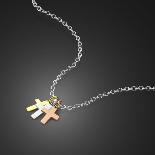 Femmes Mode Chaude 100% 925 100% 925 En Argent Sterling Collier Glands Or Rose Pendentif Croix Chaîne 18 Pouces Bijoux Cadeau
