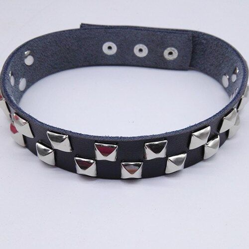Collier Ras Du Cou Harajuku En Cuir Véritable, Fait À La Main, Rock Punk Goth, Noir/Rose/Bleu, Livraison Gratuite