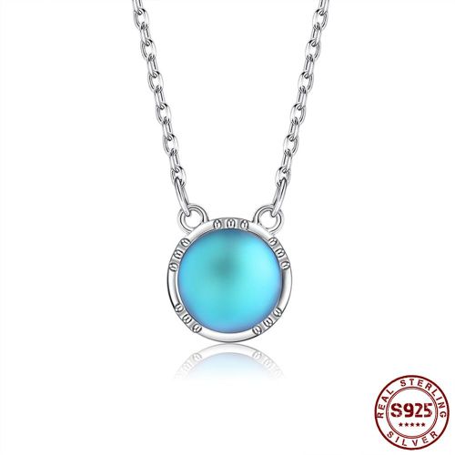 Collier En Argent Sterling 925 Pour Femmes, Deux Couleurs Au Choix, Pendentif Rond En Pierre De Lune, Chaîne O, Collier De Fiançailles, Mariage