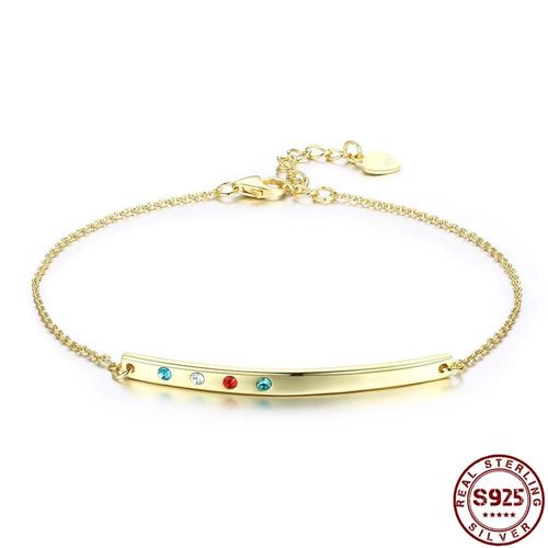 Bracelet En Argent Sterling S925 Pour Femmes, Type De Barre, Multicolore, Mode, Simple, Luxe, Bijoux En Cristal Authentique, Tendance
