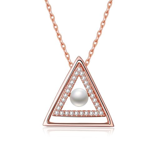 Colliers Pour Femmes En Argent Sterling 925, Triangle Géométrique, Pendentif Complet En Zircone, Collier De Luxe En Perles De Coquillage