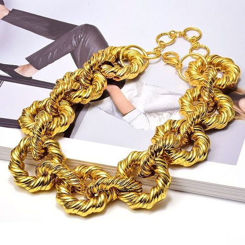 Collier De Luxe En Métal Doré Pour Femmes, Accessoires Fins, Haut De Gamme, Tendance, Colliers Exagérés
