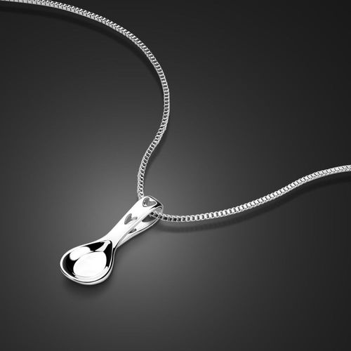 Collier Avec Pendentif Cuillère En Argent Sterling 100% Pour Femmes, Véritable Collier Avec Boîte, Vente En Gros, Accessoires, Nouvelle Tendance, 925