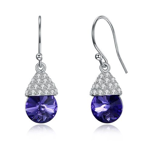 Boucles D'oreilles En Forme De Champignon Pour Femmes, En Argent Sterling 925, Violet, Rond, Cristal Autrichien, Bijoux Fins, Offre Spéciale