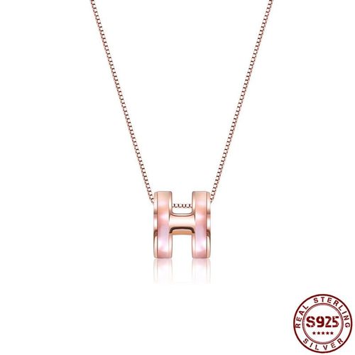 Collier Avec Pendentif En Forme De H Pour Femmes, En Argent Sterling 925, À La Mode, De Couleur Or Et Rose, Bijoux Fins De Fête, 2021