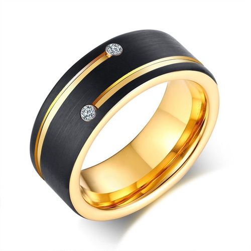 Bague De Mariage En Carbure De Tungstène Pour Hommes, Nouvelle Marque, Couleur Noir Et Or, Bijoux Punk Cool Avec Pierre Cz, Vente En Gros, 2021