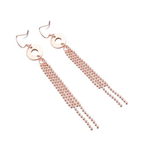 Boucles D'oreilles Longues À Pampilles En Argent Sterling 100% Pour Femmes, Nouveau Design, Bijoux Ronds En Or Rose Et Argent À La Mode, Style Bohème, 925