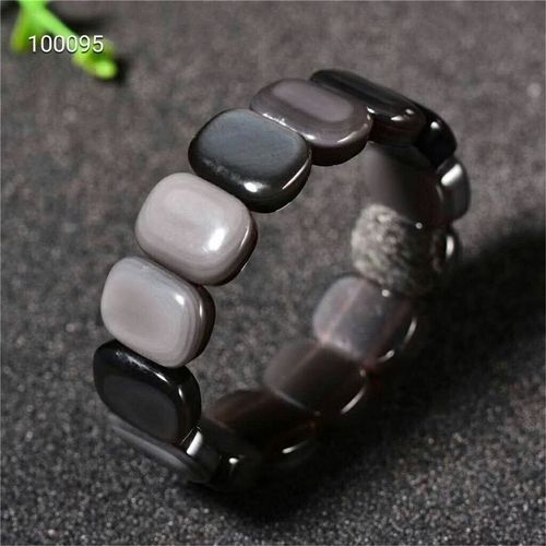 Bracelet En Obsidienne Naturelle Pour Homme Et Femme, Bijou De Guérison, Cadeau D'amour, Pierre De Cristal, Perles, Brins De Pierres Précieuses, 19x7mm, Aaaaa