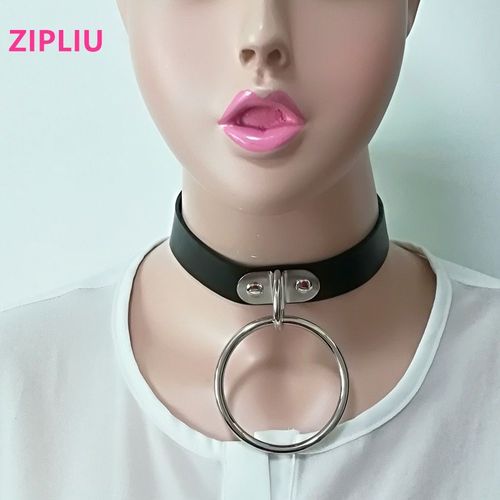 Collier En Cuir Punk Sexy Pour Femmes, Fait À La Main, Harajuku, Ceinture De Couple, Grande Boucle Ronde, Rock Goth Party Club