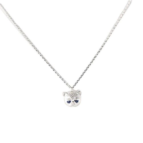 Collier Ras Du Cou En Zircon Bleu Pour Femmes Et Filles, Bijoux En Argent Sterling 925, Chat Mignon, Animal, Simple