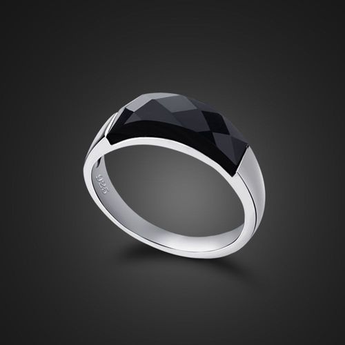 Bague En Argent 100% Sterling 925 Pour Femmes, Bague Punk En Agate Noire De Haute Qualité, Bijoux Pour Cadeau De Fête