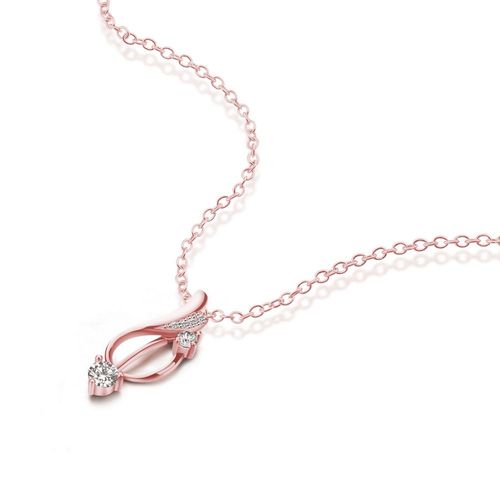 Véritable Collier En Argent Sterling 925 Or Rose Pour Femmes, Chaîne Avec Pendentifs Éblouissants En Zircon, Accessoires De Cou Élégants