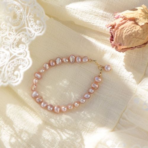 Bracelet En Perles D'eau Douce Pour Femme, 7 8mm, En Argent Sterling 925, Rose, Violet, Pour Fête De Mariage, Livraison Directe