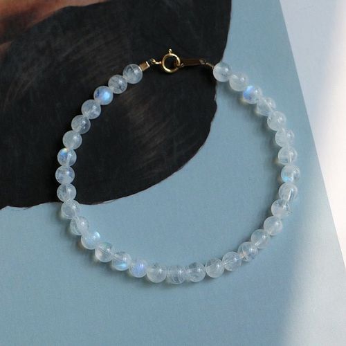 Bracelet En Pierre De Lune Naturelle, Bijoux Pour Hommes Ou Femmes, 3 4mm, Argent Sterling 925, Fermoir Couleur Or