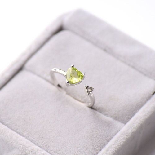 Bague Ajustable En Argent 925 Pour Femme Et Homme, Perles Ovales En Forme De C¿Ur De 6mm, En Péridot Vert Naturel, De Qualité Supérieure, Aaaaa
