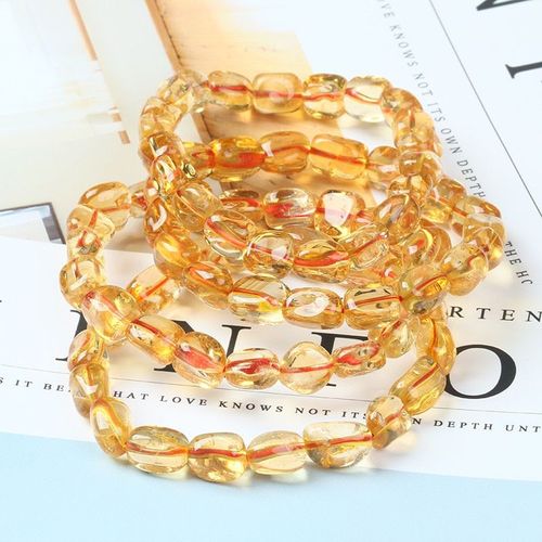 Bracelet En Quartz Citrine Jaune Naturel Véritable, Perles À Facettes Claires, Cristal Extensible 9x7mm Pour Femmes Et Hommes, Pierre Riche Aaaaa