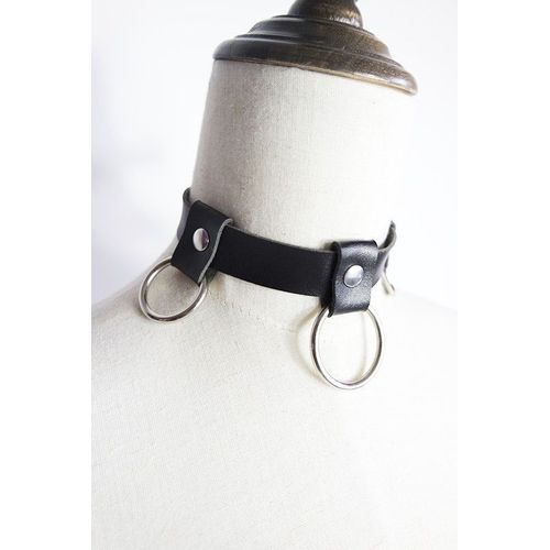 Collier À Boucle Rond En Cuir Véritable, Harajuku, Punk Rock Goth Emo, Fait À La Main