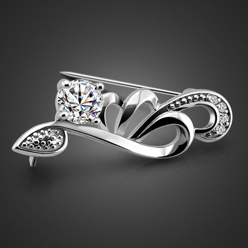 Broche En Argent Sterling 925 Pour Femme, Élégante, Éblouissante, En Zircon, Fleur, Châle, Vêtements, Accessoires, Bijoux, Cadeau