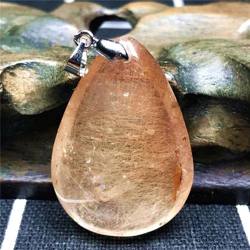 Pendentif En Quartz Rutilé Rouge Naturel Pour Femme Et Homme, Bijoux En Cristal Reiki, Perles 34x24x12mm, Aaaaa