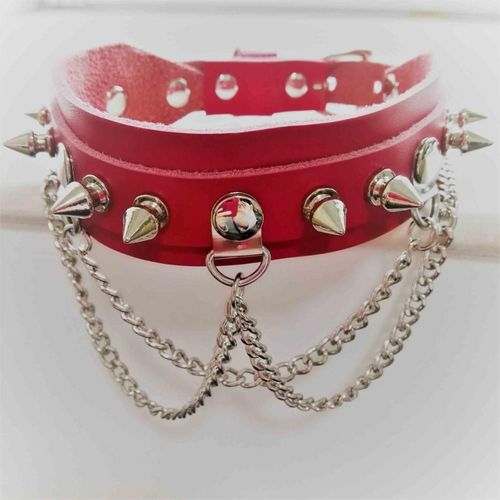 Collier En Cuir Fait À La Main Pour Femmes, Nouvelle Mode, Sexy, Tour De Cou, Ceinture, Pointes Et Chaînes, Punk, Soirée En Club, Livraison Gratuite