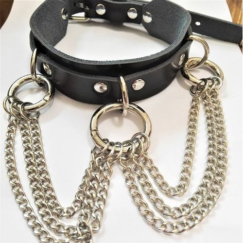 Collier Ras Du Cou En Cuir Pour Femmes, Sexy, Punk, Harajuku, Fait À La Main, Pointes Et Chaîne, Deux Couches, Torques, Rond Rond, Vente En Gros