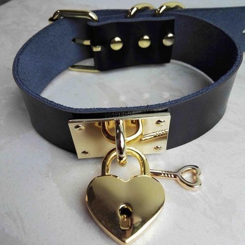 Collier Ras Du Cou Harajuku En Cuir Noir Fait À La Main, Nouveauté Tendance, Doré, Doux, Serrure En Forme De C¿Ur, Style Punk, Zyh08