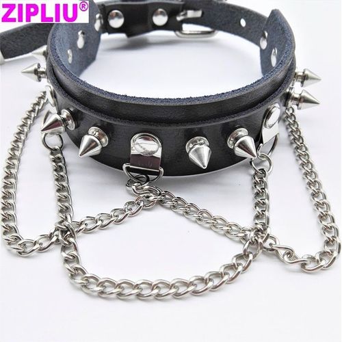 Collier En Cuir Sexy Harajuku, Fait À La Main, Ras Du Cou, Pointes Et Goujons, Chaîne, Couple, Livraison Gratuite