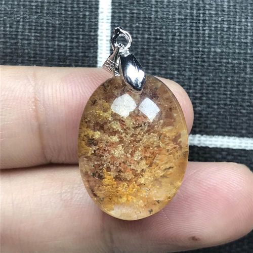 Pendentif En Quartz Fantôme Naturel Pour Femmes Et Hommes, Bijoux En Perles Transparentes, Cristal Argenté, Goutte D'eau, 22x16x11mm, Aaaaa
