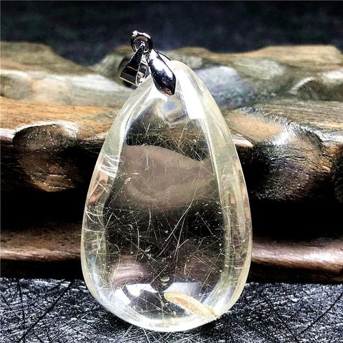 Collier En Quartz Rutilé Pour Femme Et Homme, Pendentif En Or Naturel, 40x24x16mm, Bijoux En Cristal De Richesse, Aaaaa