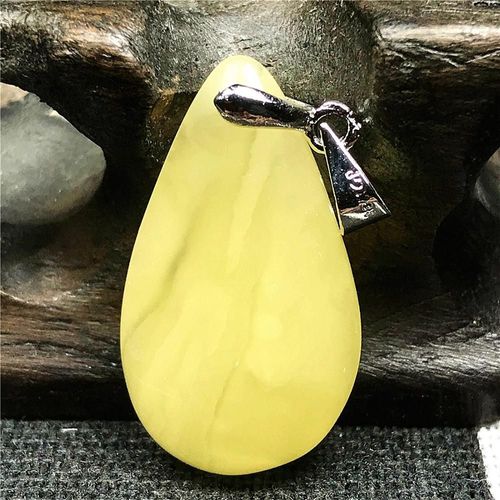 Collier Avec Pendentif En Ambre Jaune Naturel Pour Femme Et Homme, Bijoux En Cristal De 24x14x5mm, En Argent, Pierre Précieuse D'amour, Aaaaa