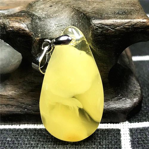 Collier Pendentif En Ambre Jaune Naturel Pour Femme Et Homme, Bijoux En Cristal, Pierres Précieuses, 25x14x6mm, Perles Goutte D'eau, Argent Aaaaa