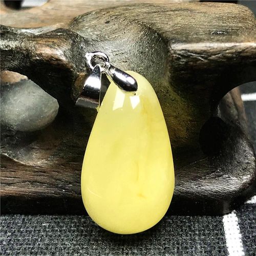 Collier Pendentif Jaune Ambre Naturel, Bijoux Pour Femme Et Homme, Cadeau De Guérison, Cristal 22x13x8mm, Perles Goutte D'eau, Pierre Argent Aaaaa