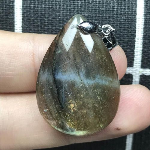 Pendentif En Labradorite Naturelle Jaune Bleu Clair, Bijoux Pour Femmes Et Hommes, Cadeau, Cristal Argent 31x21x6mm, Perles Pierre De Lune Aaaaa
