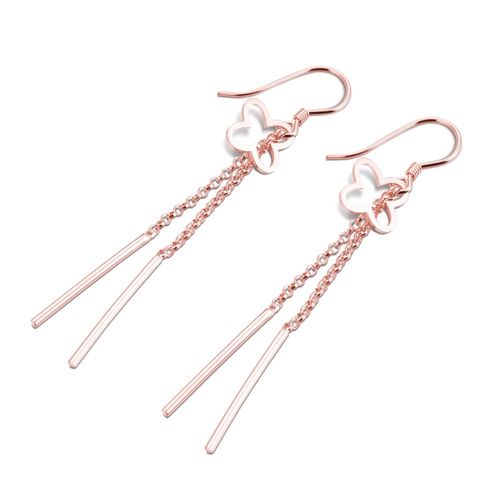 Boucles D'oreilles Papillon À Pompon Pour Femmes, Bijoux Bohèmes Longs En Argent Sterling 100%, Or Rose, Marque À La Mode, 9225