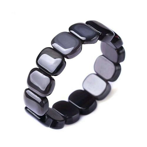 Bracelet En Obsidienne Pour Femme, Bijou En Pierre Naturelle, Rectangulaire, Extensible, Lumière Arc En Ciel, 100%